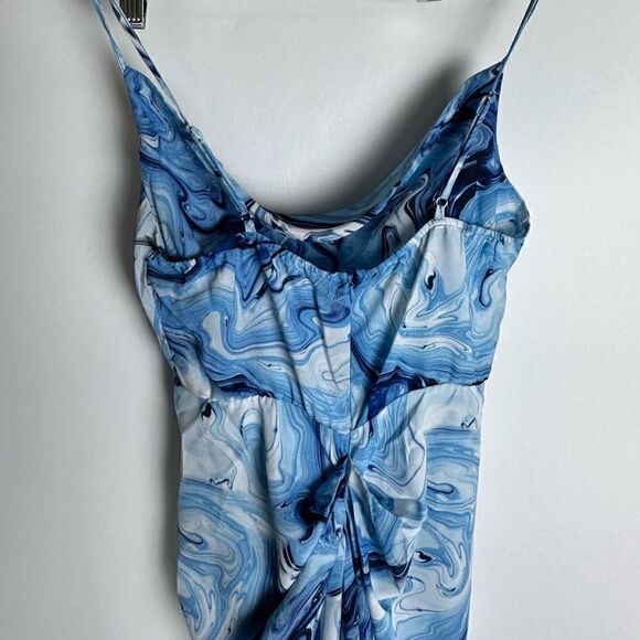 Blue marble cowl neck midi Dress - Picture 6 of 10